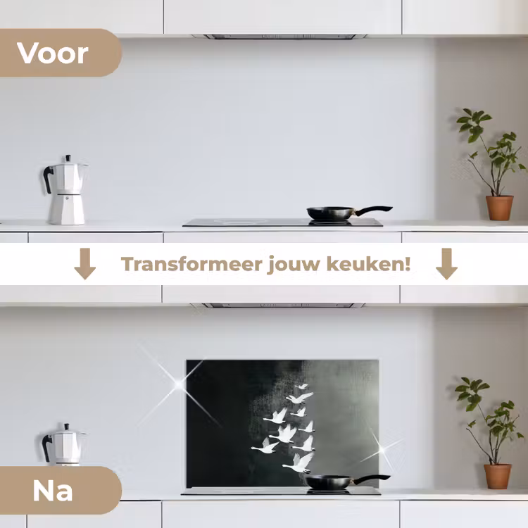 Spatscherm keuken - Vogel - Japandi - Groen — 3