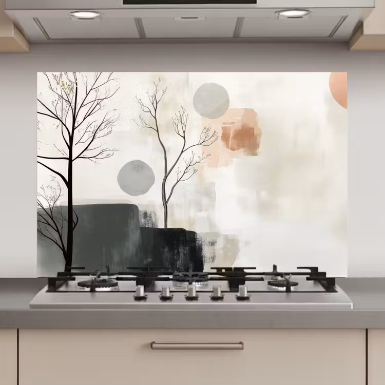Spatscherm keuken - Wabi sabi - Beige - Plant — 1