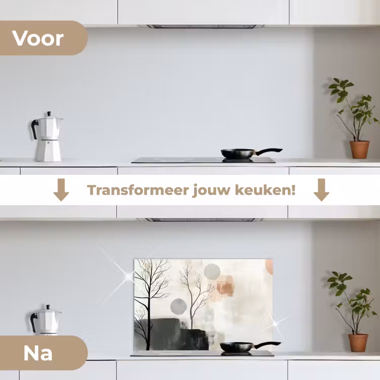 Spatscherm keuken - Wabi sabi - Beige - Plant — 3