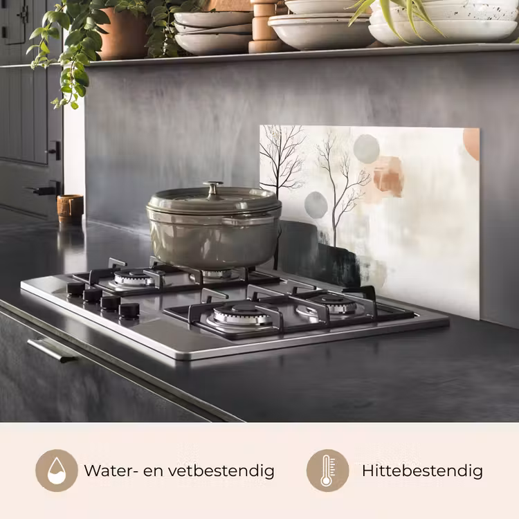 Spatscherm keuken - Wabi sabi - Beige - Plant — 7