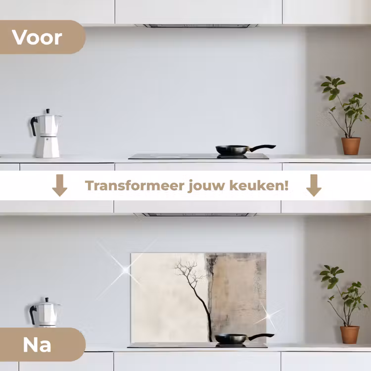 Spatscherm keuken - Wabi sabi - Plant - Beige — 3