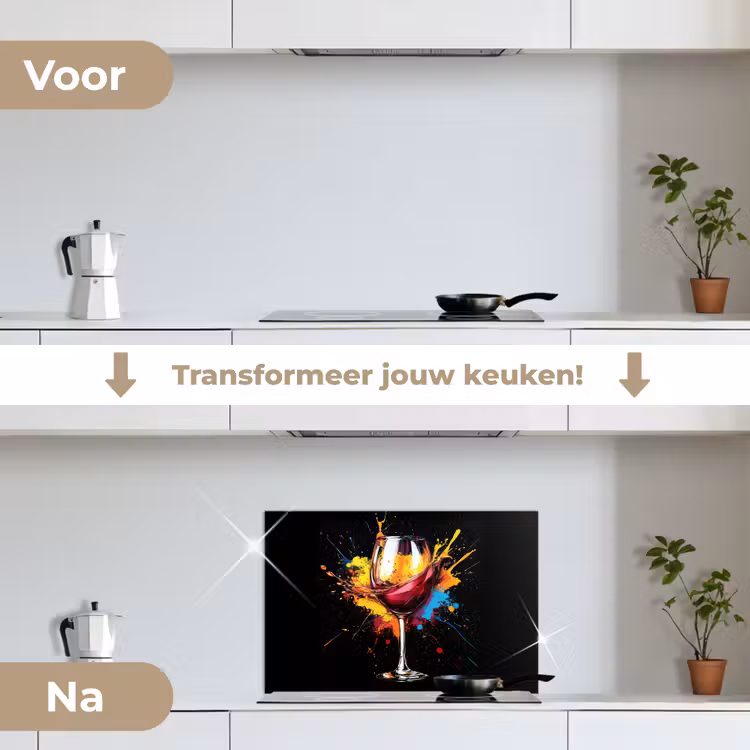 Spatscherm keuken - Wijn - Glas - Graffiti - Borrel - Rood - Verf — 3