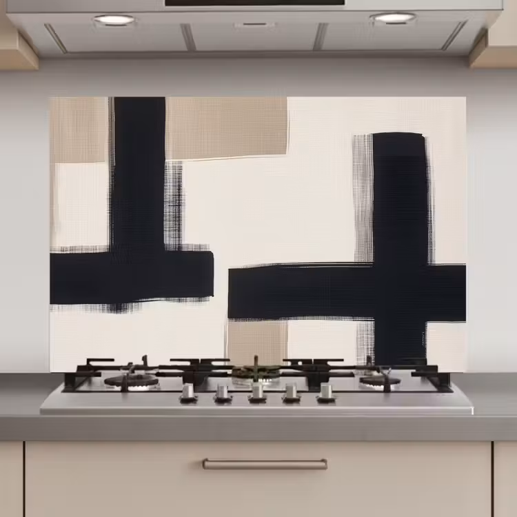 Spatscherm keuken - Zwart - Abstract - Japandi — 1