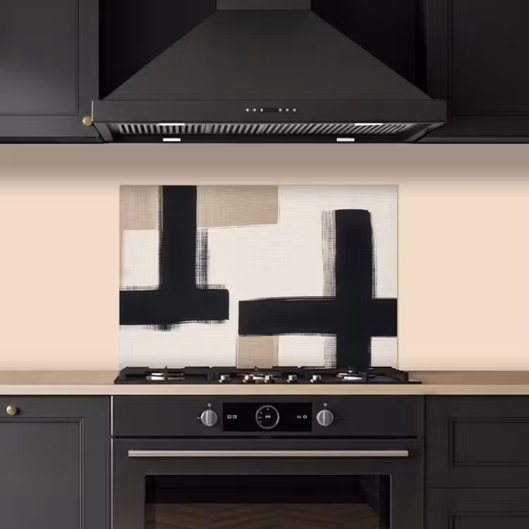 Spatscherm keuken - Zwart - Abstract - Japandi — 2