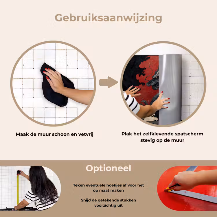 Spatscherm keuken - Zwarte draak - Rookwolken - Rood — 8