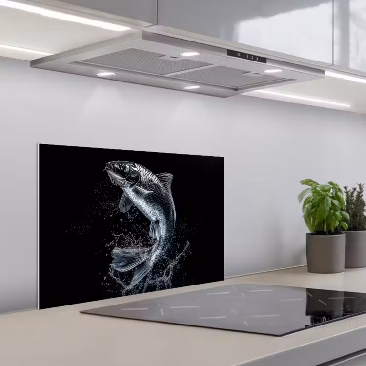 Spatscherm keuken - Vis - Koi - Zwart - Water — 5