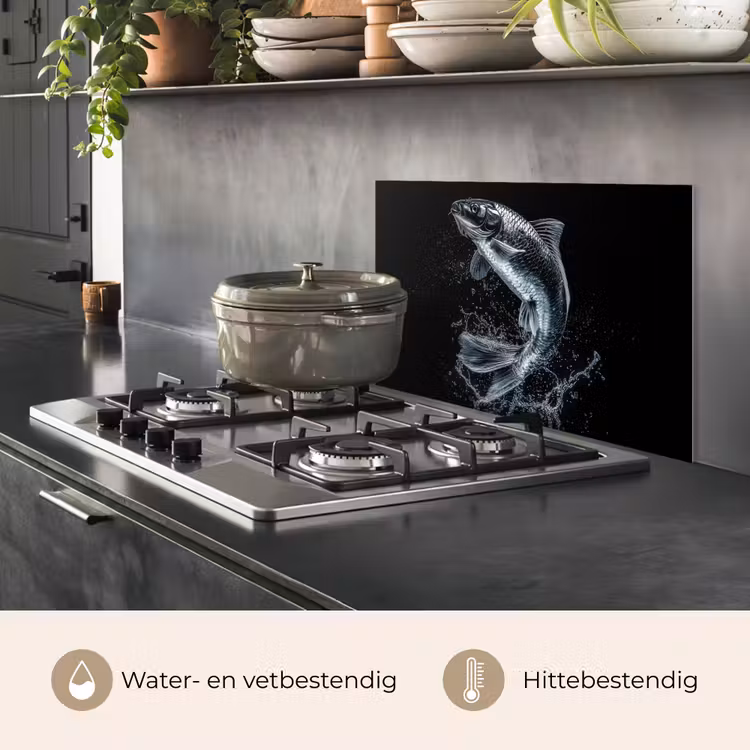 Spatscherm keuken - Vis - Koi - Zwart - Water — 7