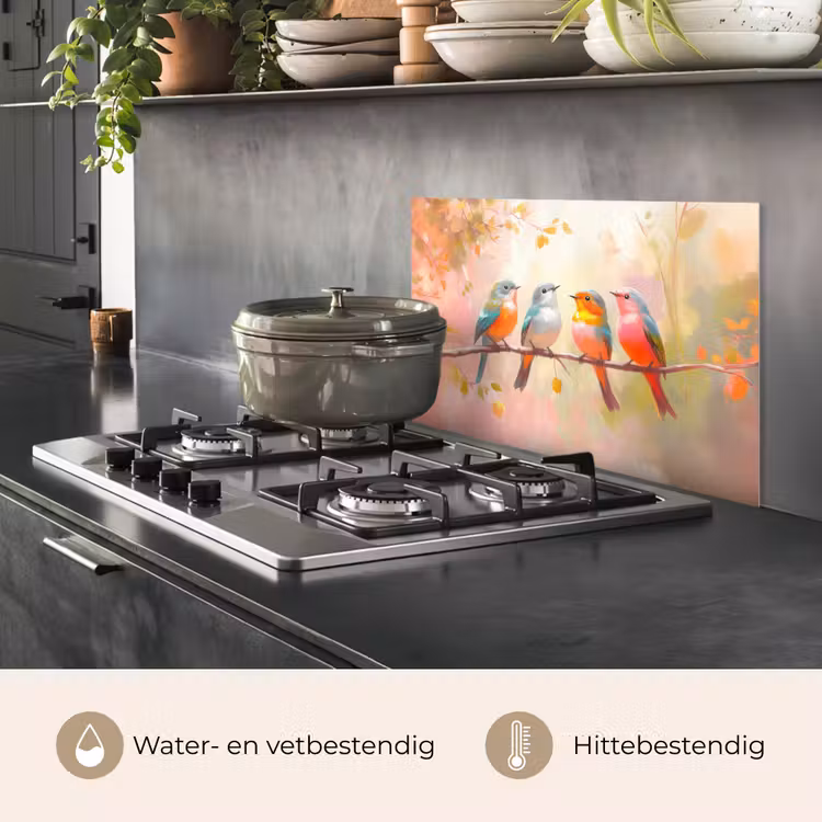 Spatscherm keuken - Vogels - Kleurrijk - Tak — 7