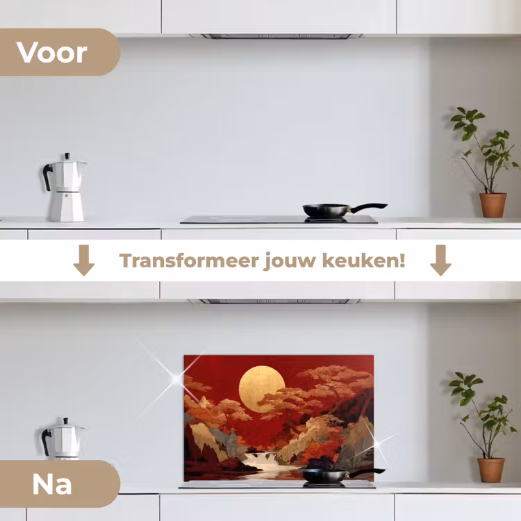 Spatscherm keuken - Volle maan - Landschap - Waterval — 3