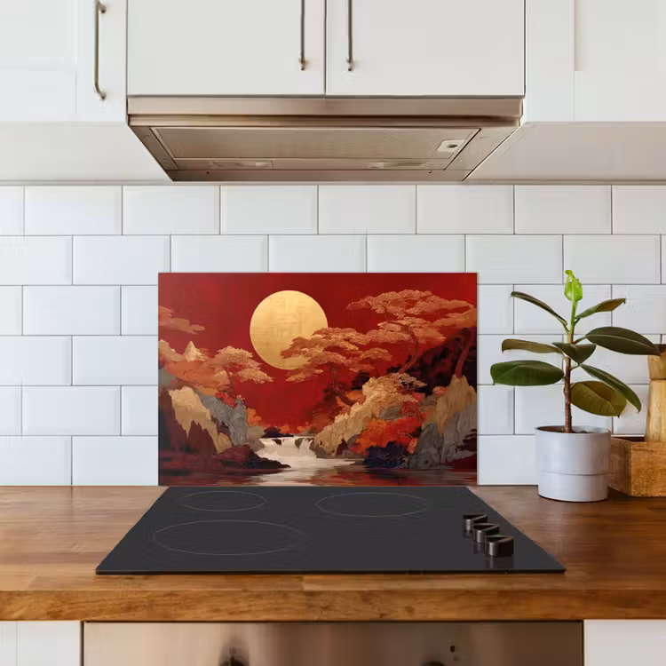 Spatscherm keuken - Volle maan - Landschap - Waterval — 6