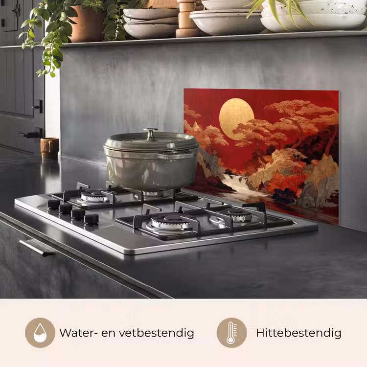 Spatscherm keuken - Volle maan - Landschap - Waterval — 7