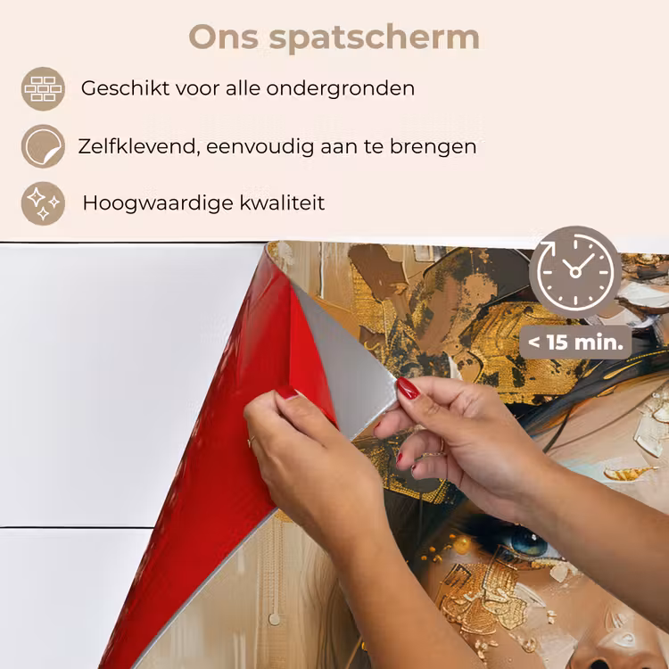 Spatscherm keuken - Vrouw - Bloemen - Goud - Portret — 4
