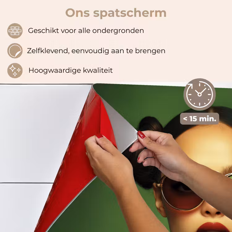 Spatscherm keuken - Vrouw - Groen - Bril - Aesthetic - Modern — 4