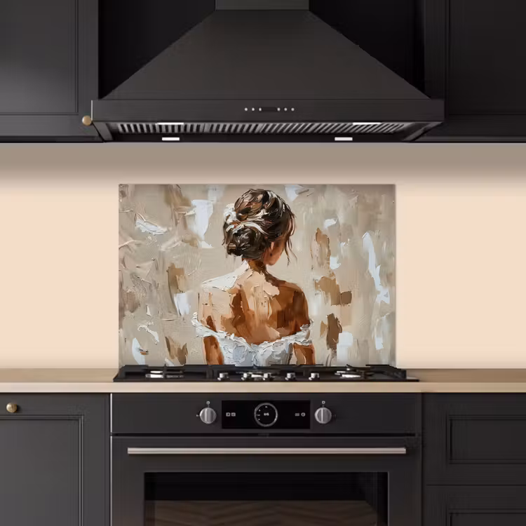 Spatscherm keuken - Vrouw - Verf - Abstract - Beige - Modern — 2