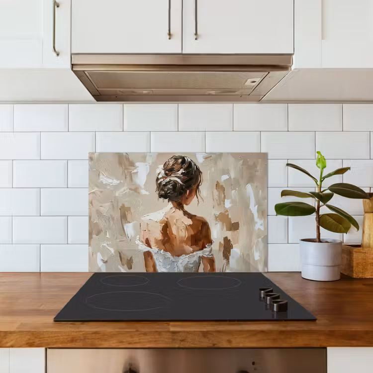 Spatscherm keuken - Vrouw - Verf - Abstract - Beige - Modern — 6