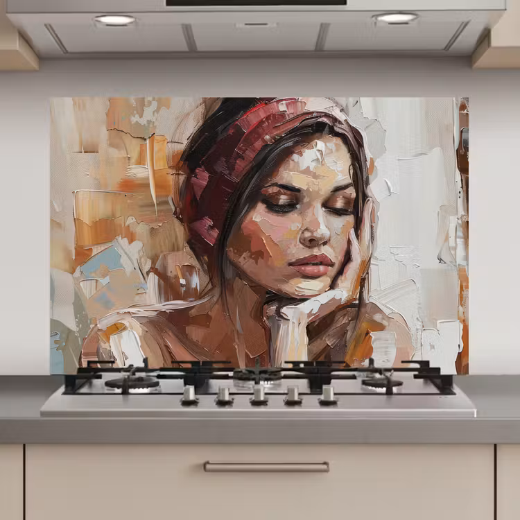 Spatscherm keuken - Vrouw - Verflook - Portret - Modern — 1