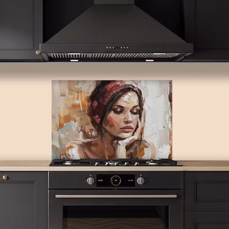 Spatscherm keuken - Vrouw - Verflook - Portret - Modern — 2