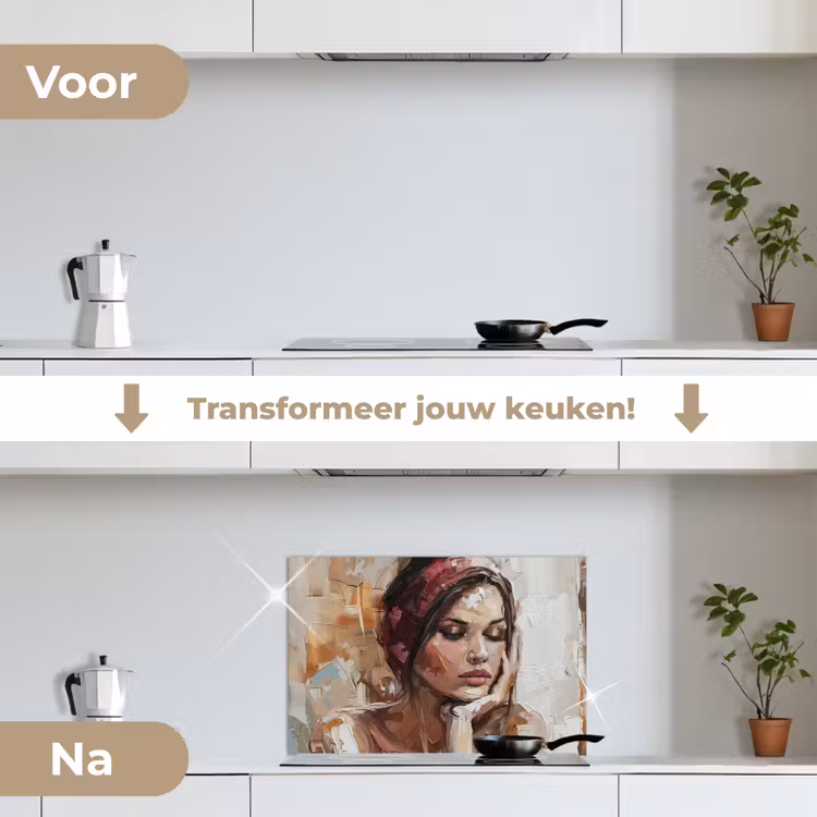 Spatscherm keuken - Vrouw - Verflook - Portret - Modern — 3