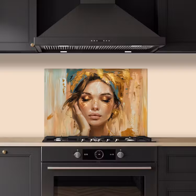 Spatscherm keuken - Vrouwen - Portret - Luxe - Goud — 2