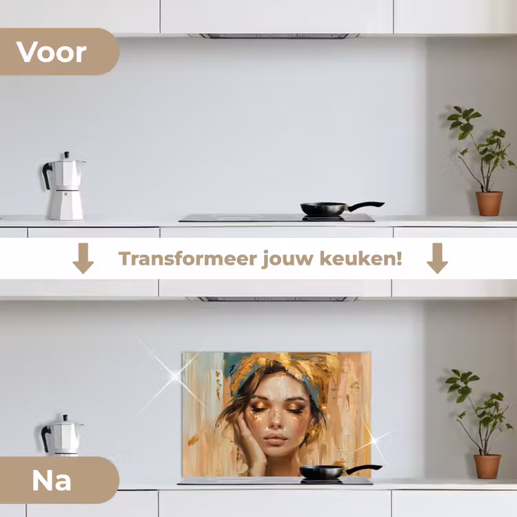 Spatscherm keuken - Vrouwen - Portret - Luxe - Goud — 3