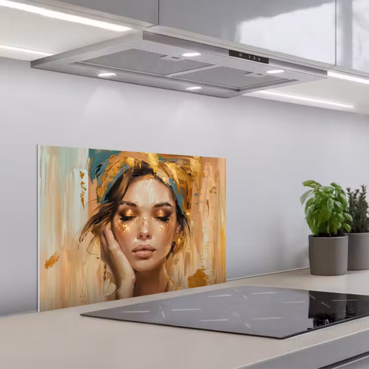 Spatscherm keuken - Vrouwen - Portret - Luxe - Goud — 5