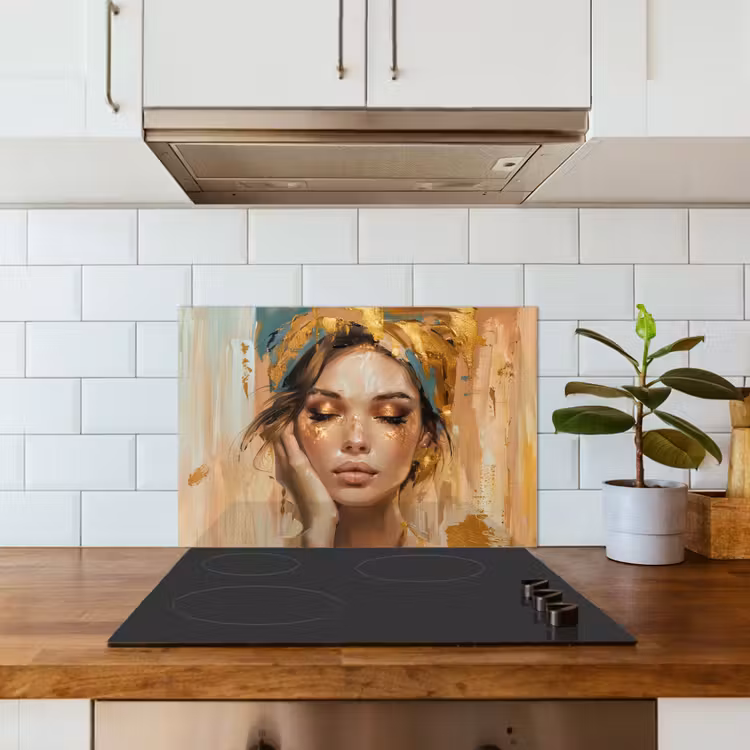 Spatscherm keuken - Vrouwen - Portret - Luxe - Goud — 6