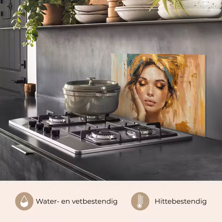 Spatscherm keuken - Vrouwen - Portret - Luxe - Goud — 7