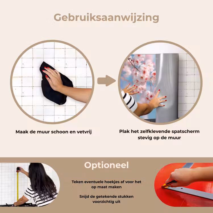Spatscherm keuken - Takken - Bloesems - Roze — 8