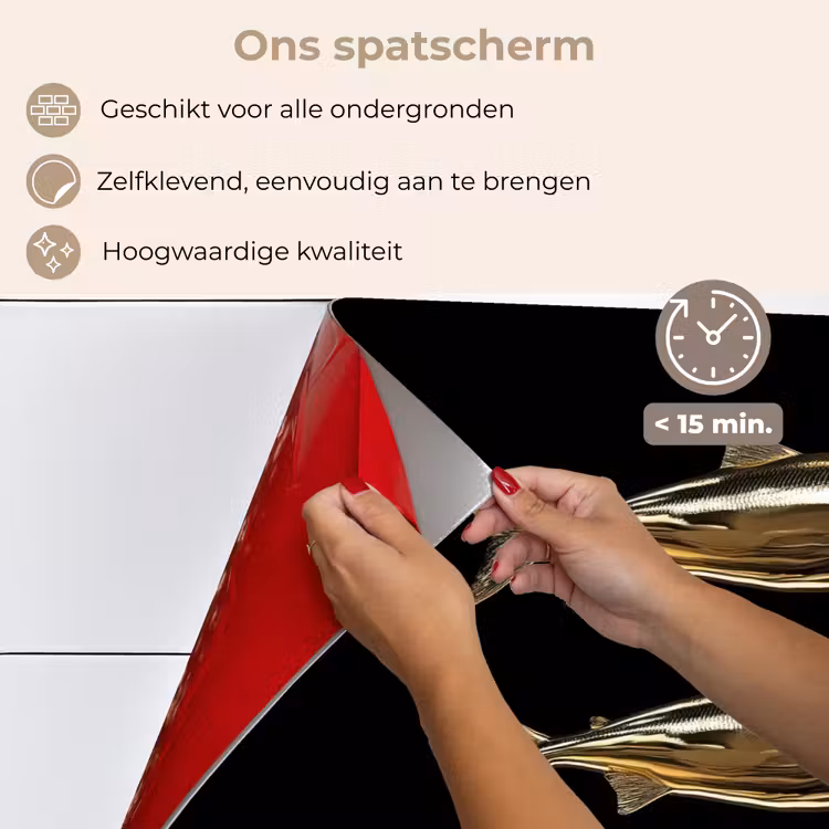 Spatscherm keuken - Vissen - Goud - Zwart — 4