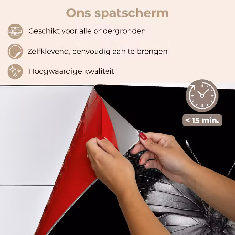 Spatscherm keuken - Vlinder - Grijs - Mysterieus — 4