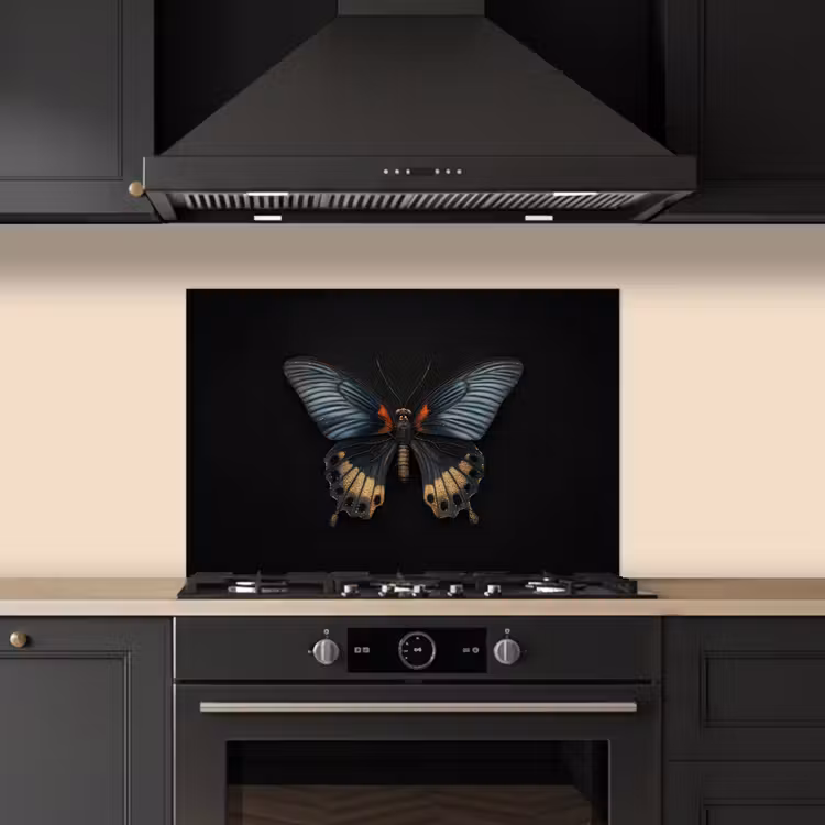Spatscherm keuken - Vlinder - Metaalachtig - Geometrisch patroon — 2