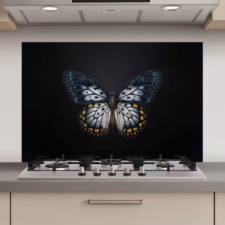 Spatscherm keuken - Vlinder - Monochroom - Balans — 1
