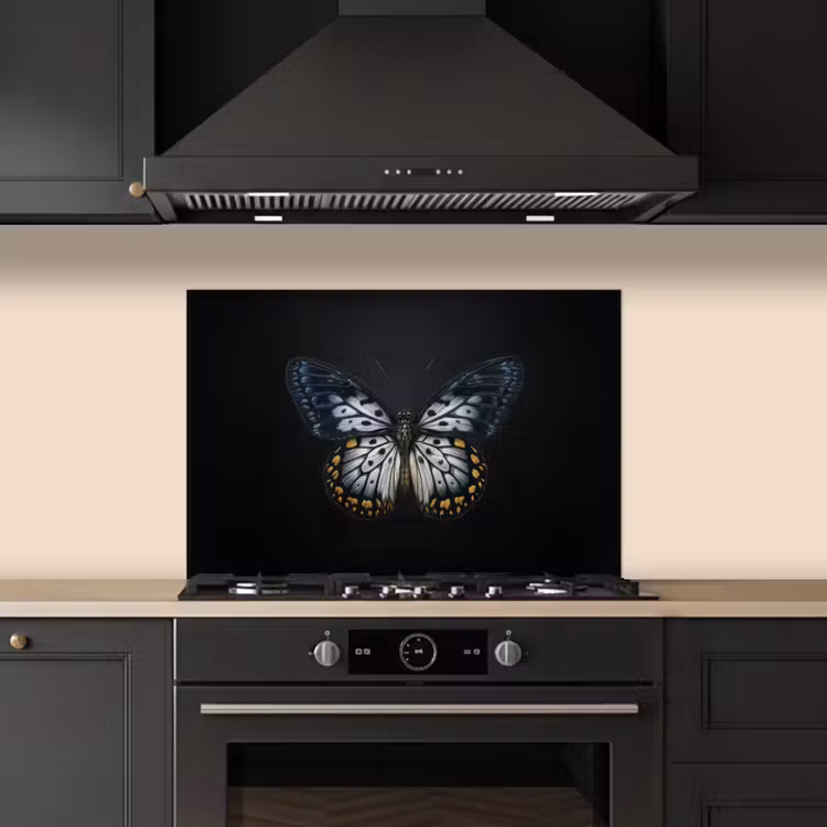 Spatscherm keuken - Vlinder - Monochroom - Balans — 2