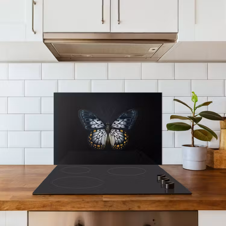 Spatscherm keuken - Vlinder - Monochroom - Balans — 6