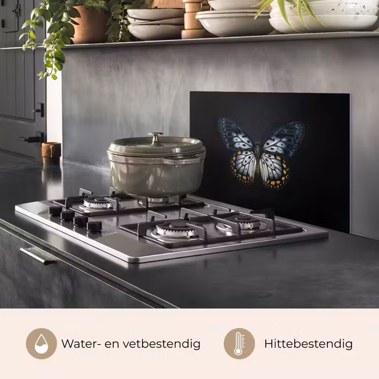 Spatscherm keuken - Vlinder - Monochroom - Balans — 7