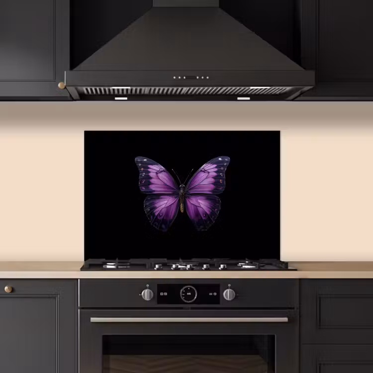 Spatscherm keuken - Vlinder - Paars - Levendig — 2