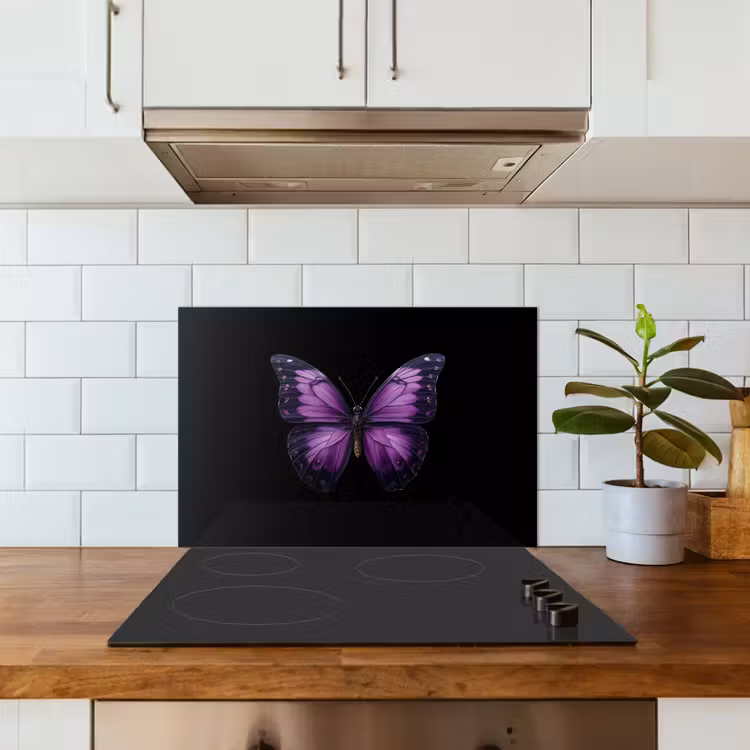 Spatscherm keuken - Vlinder - Paars - Levendig — 6