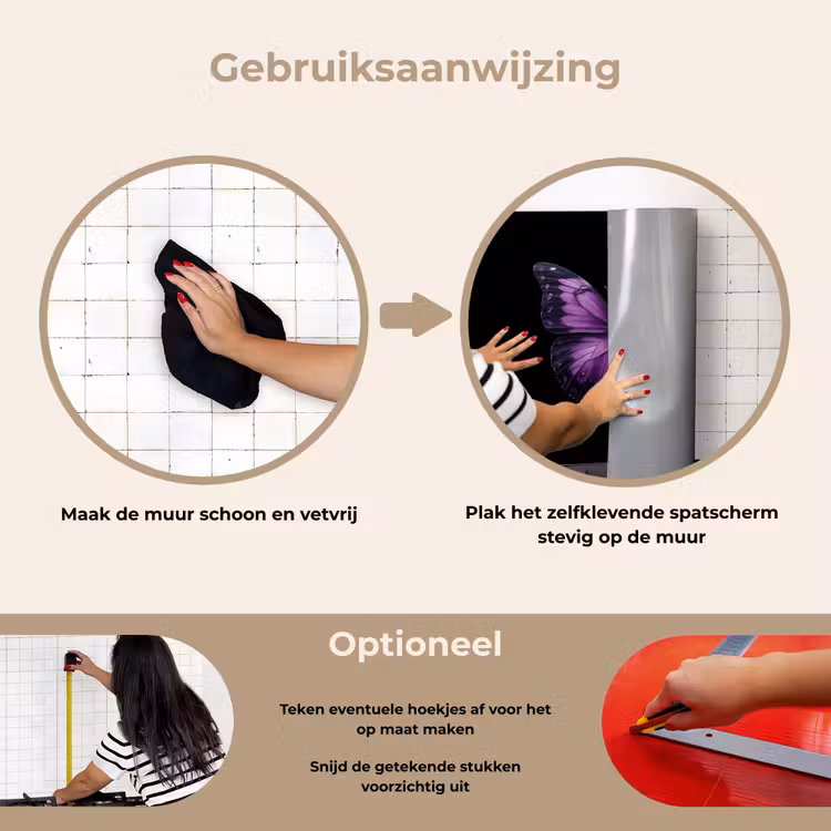 Spatscherm keuken - Vlinder - Paars - Levendig — 8