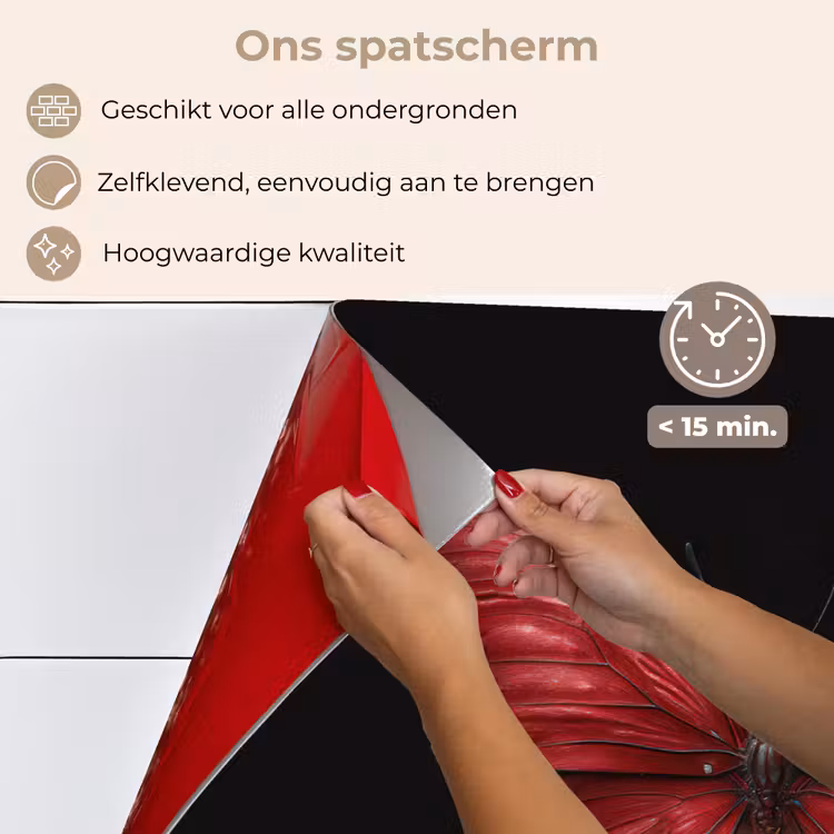 Spatscherm keuken - Vlinder - Rood - Minimalistisch — 4