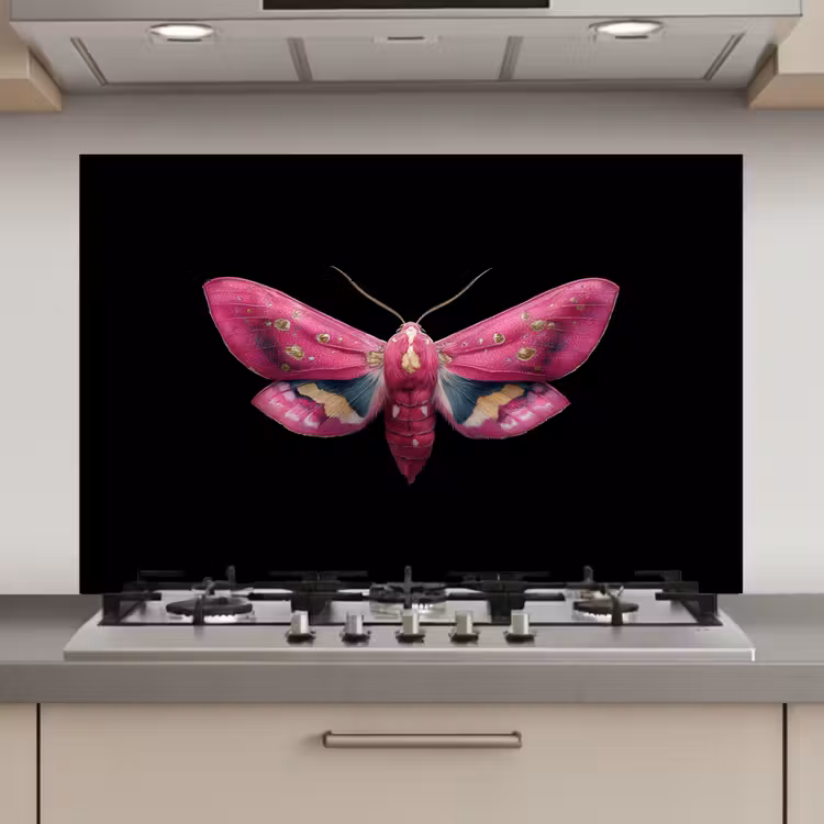 Spatscherm keuken - Vlinder - Roze - Nachtvlinder — 1