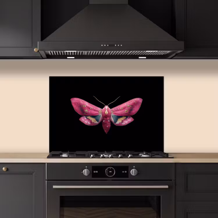 Spatscherm keuken - Vlinder - Roze - Nachtvlinder — 2