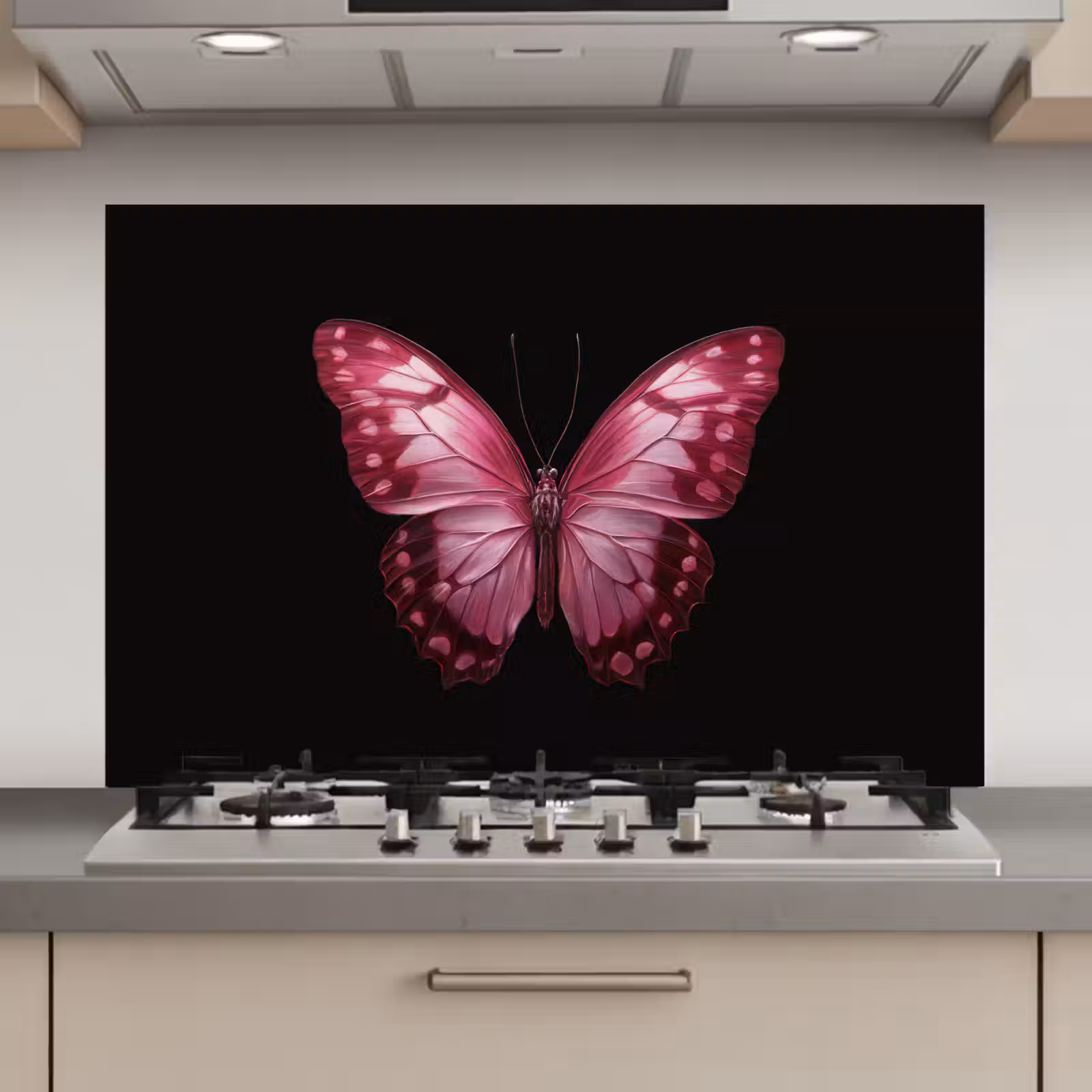 Spatscherm keuken - Vlinder - Fuchsia - Grafisch — 1