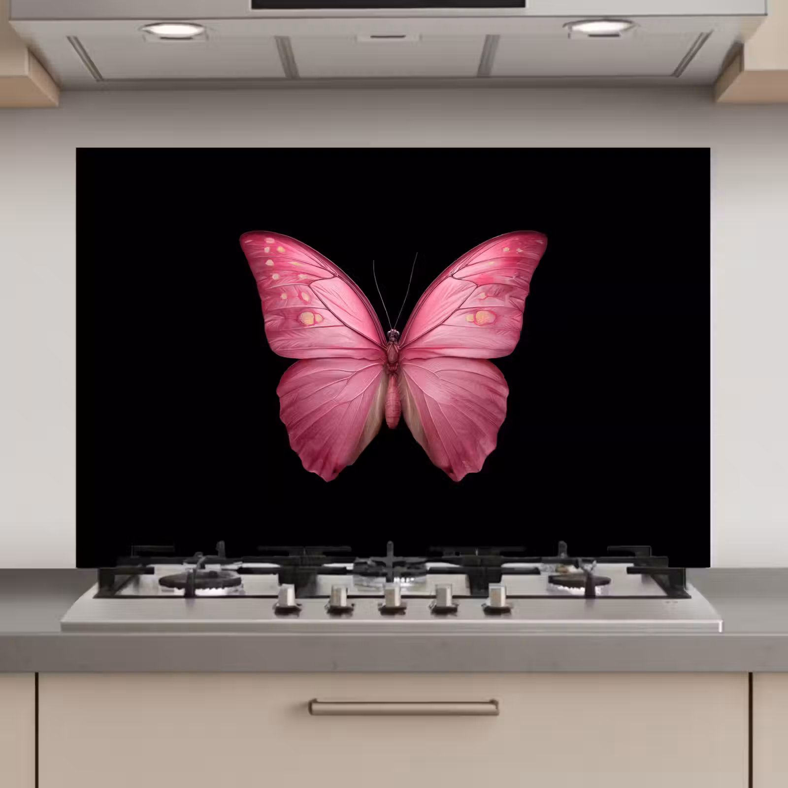 Spatscherm keuken - Vlinder - roze - Elegant — 1