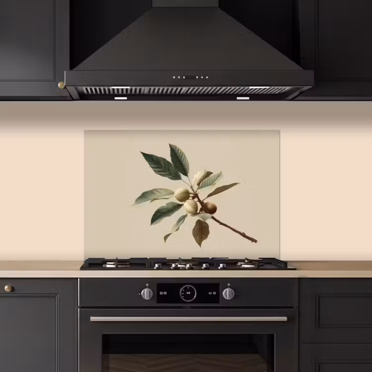 Spatscherm keuken - Tak - Groene Bladeren - Vruchten — 2