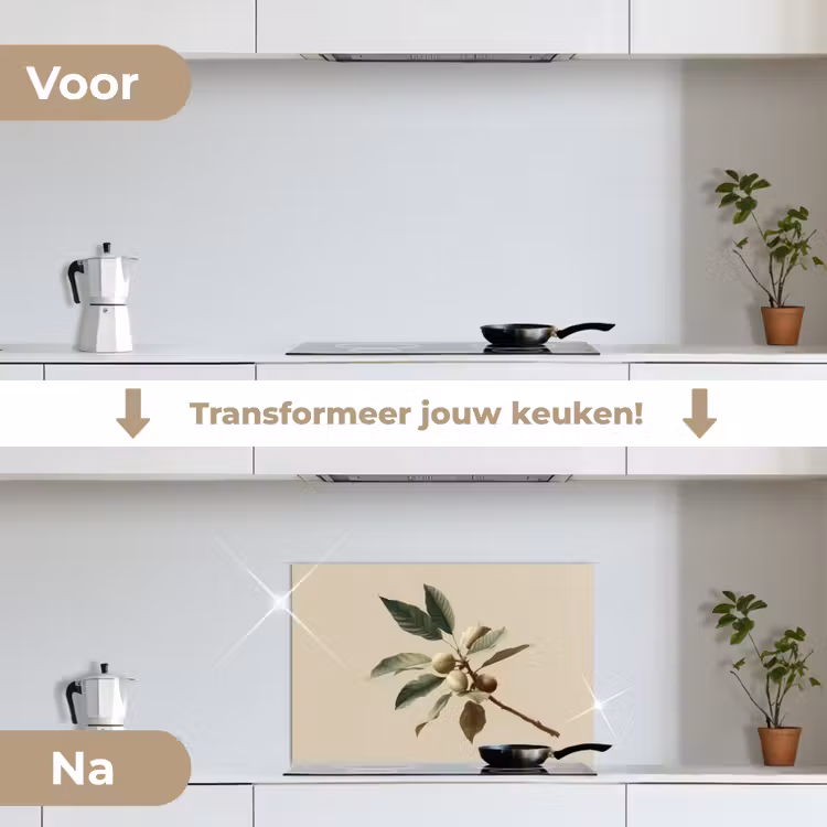 Spatscherm keuken - Tak - Groene Bladeren - Vruchten — 3
