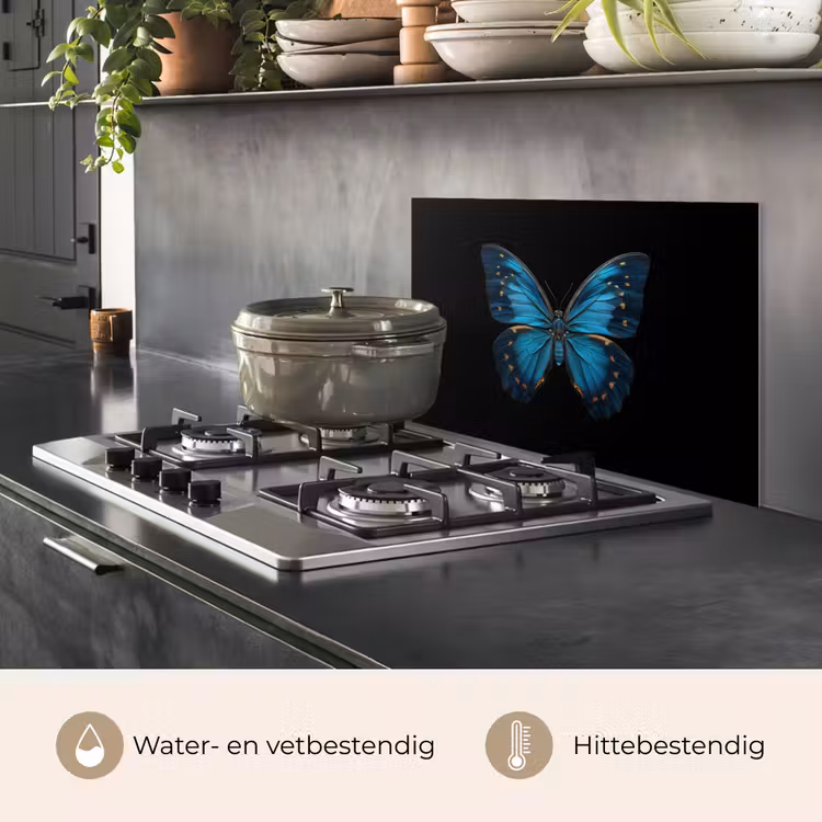 Spatscherm keuken - Vlinder - Blauw - Contrast — 7