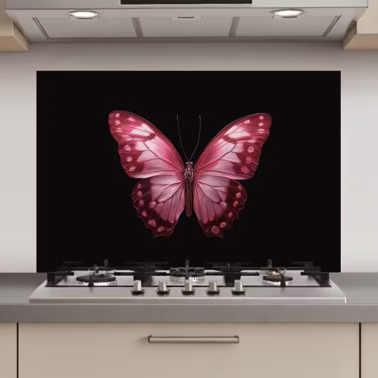 Spatscherm keuken - Vlinder - Fuchsia - Grafisch — 1
