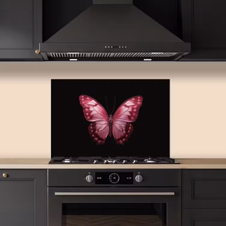 Spatscherm keuken - Vlinder - Fuchsia - Grafisch — 2
