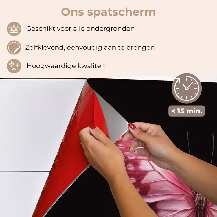 Spatscherm keuken - Vlinder - Fuchsia - Grafisch — 4