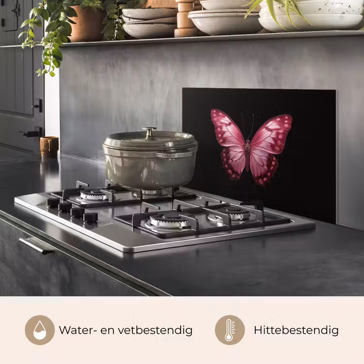 Spatscherm keuken - Vlinder - Fuchsia - Grafisch — 7